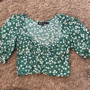 Motel rocks green floral blouse
